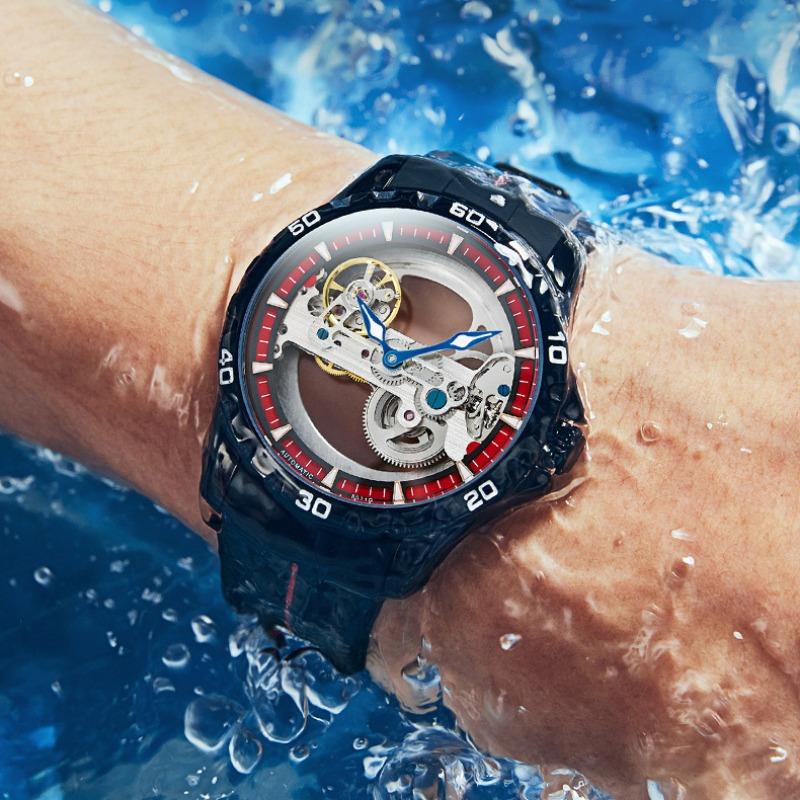 AILANG новые часы автоматические механические часы полые мужские часы часы с силиконовой лентой