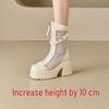 Height-Boosting Princess Shoes: 10cm Platform Chunky Heel Breathable Mesh Hollow-Out Boots for Petite Women