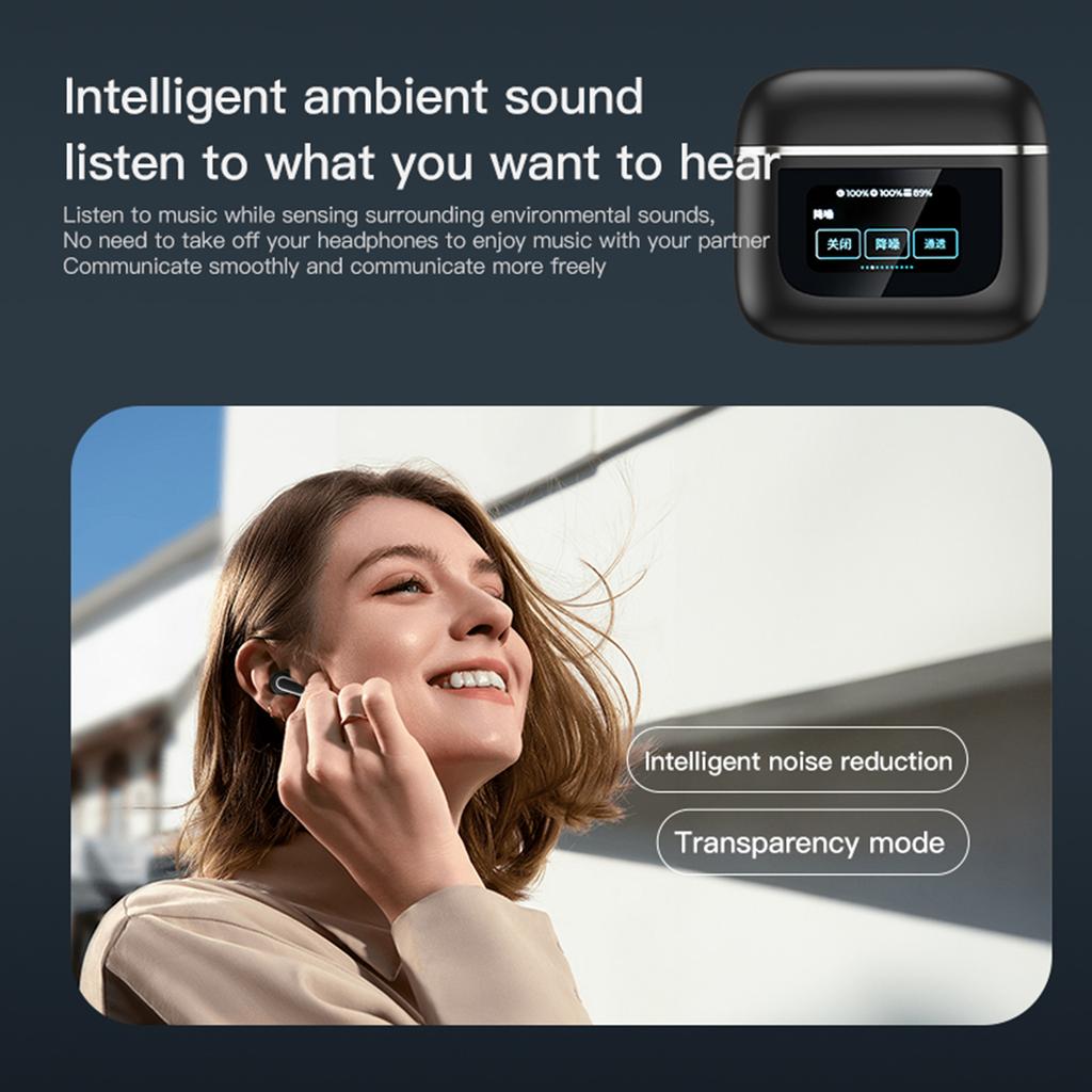 Беспроводная гарнитура V8 BT, полноцветный ЖК-дисплей, интеллектуальный сенсорный экран, шумоподавление ANC