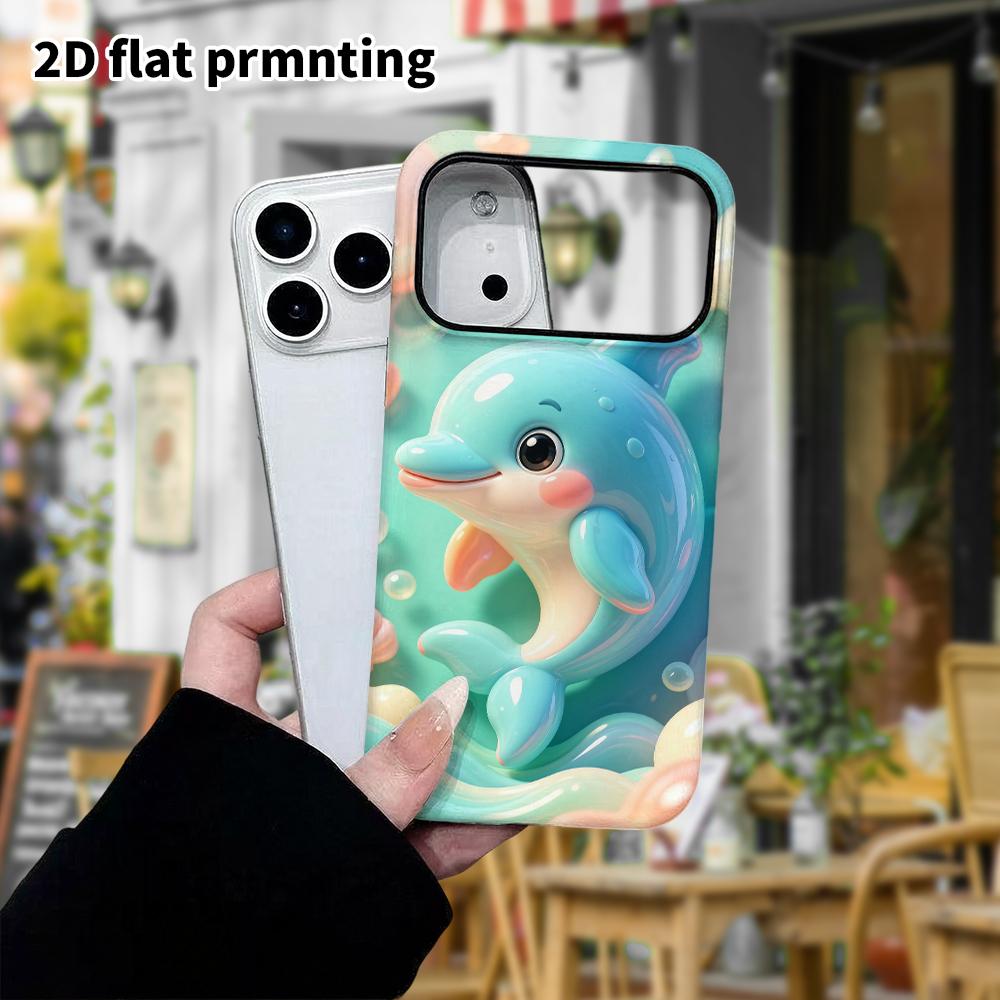 Чехол для телефона: Плоский 2D дизайн, подходящий для защитного чехла iPhone 18 17 16 15 14 13 Pro, синий дельфинчик, идеальный подарок на Рождество и Хэллоуин