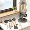 8 Hooks Rotating Utensil Storage Rack Stable Base Spatula Storage Rack Pot Shovel Rack  Kitchen