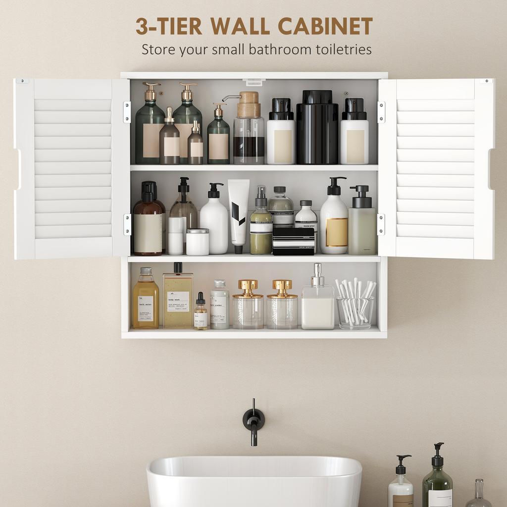 Bathroom Cabinet Wall Mounted Storage Cabinet With Adjustable Shelves 60 X 20 X 60 Cm White