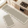 Non-Slip Kitchen Floor Mat Wave Shaped Long Strip Runner Rug Kitchen Carpet Waterproof Oil-Proof Washable Mats
