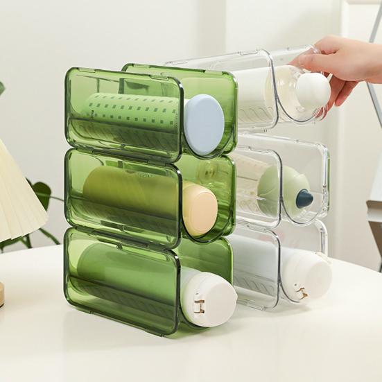 Drink Organizer Free-Standing Kitchen Supply Plastic Countertop Freezer Bottle Storage Rack Transparent Space-saving Regular Fit