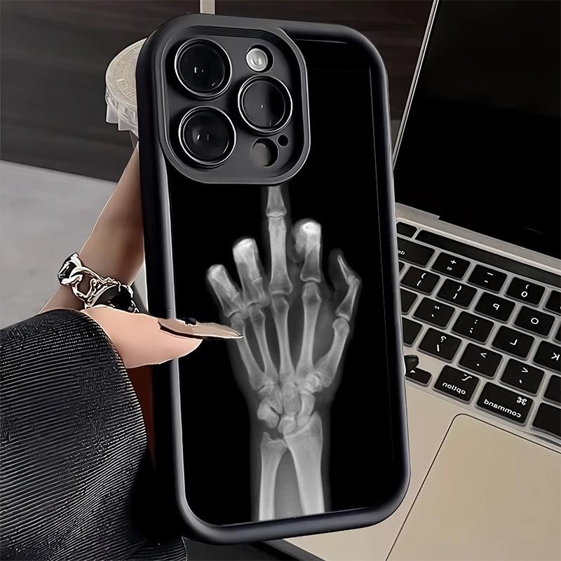 Чехол для телефона iPhone 17 Air 16E 15 16 Pro Max Смешной чехол с рентгеновским изображением костей руки 14 Plus 13 12 Mini Мягкий силиконовый чехол Fundas