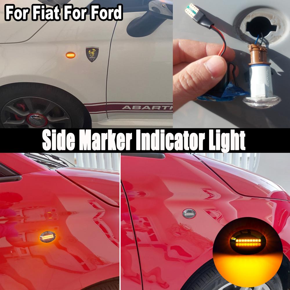 2PCS Led Dynamic Side Marker Turn Signal Light for Fiat 500 Ford KA Lancia Lybra Ypsilon Maserati GranCabrio Granturismo