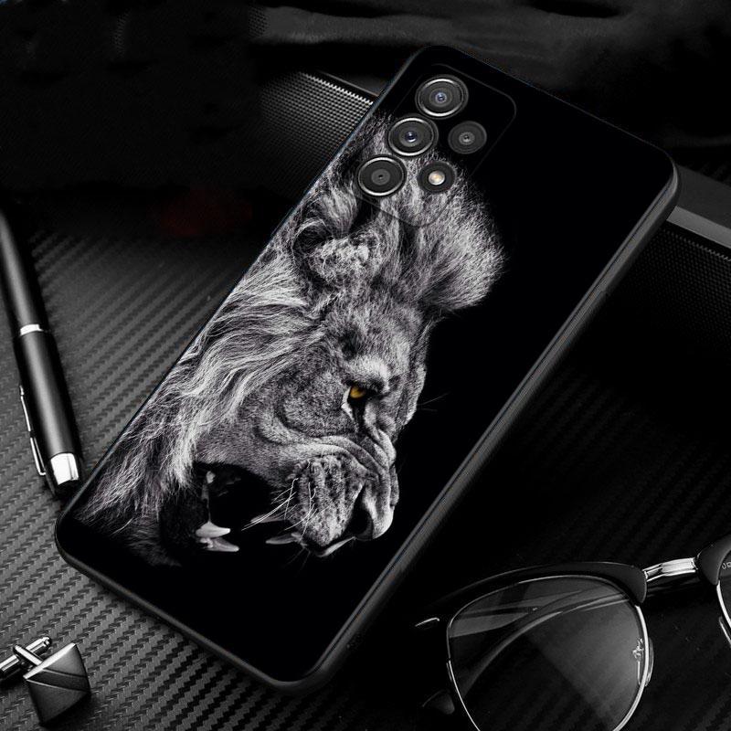 Чехол со львом для Samsung Galaxy A51 A71 A41 A31 A11 A01 A72 A52 A42 A32 A22 A21s A02s A12 A02, черный силиконовый чехол для телефона