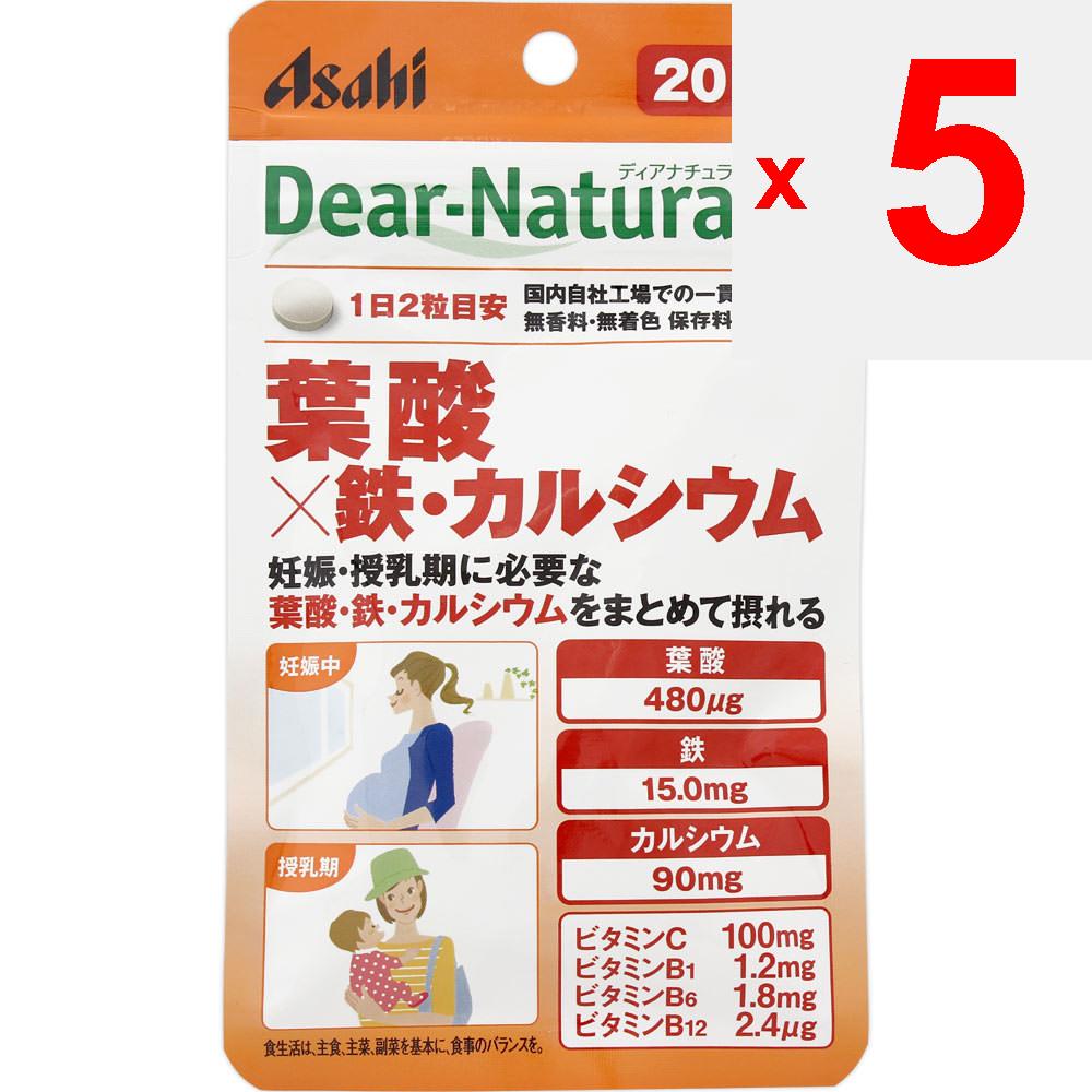 Asahi Dear-Natsra Style Folic Acid x Iron & Calcium 40 капсул Препараты железа Минералы Препараты железа