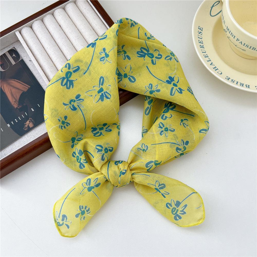 Маленький квадратный шарф из хлопка и льна, шелковый шарф, женский, весна и осень, новый стиль, художественный и универсальный, модный, темпераментный шарф-повязка на голову