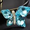 Premium Simple Blue Rhinestone Butterfly Brooch Women'S Light Luxury Crystal Corsage Versatile Tide Exquisite Luxury Accessories
