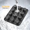 CHEFMADE Canel? Mold, 12-Piece Set, Non-Stick Cake Mold, Exterior Dimensions: Approx. 32.5 x 25.8 cm, Cup Top: 5.5 cm x Bottom: 4.4 cm (Black)