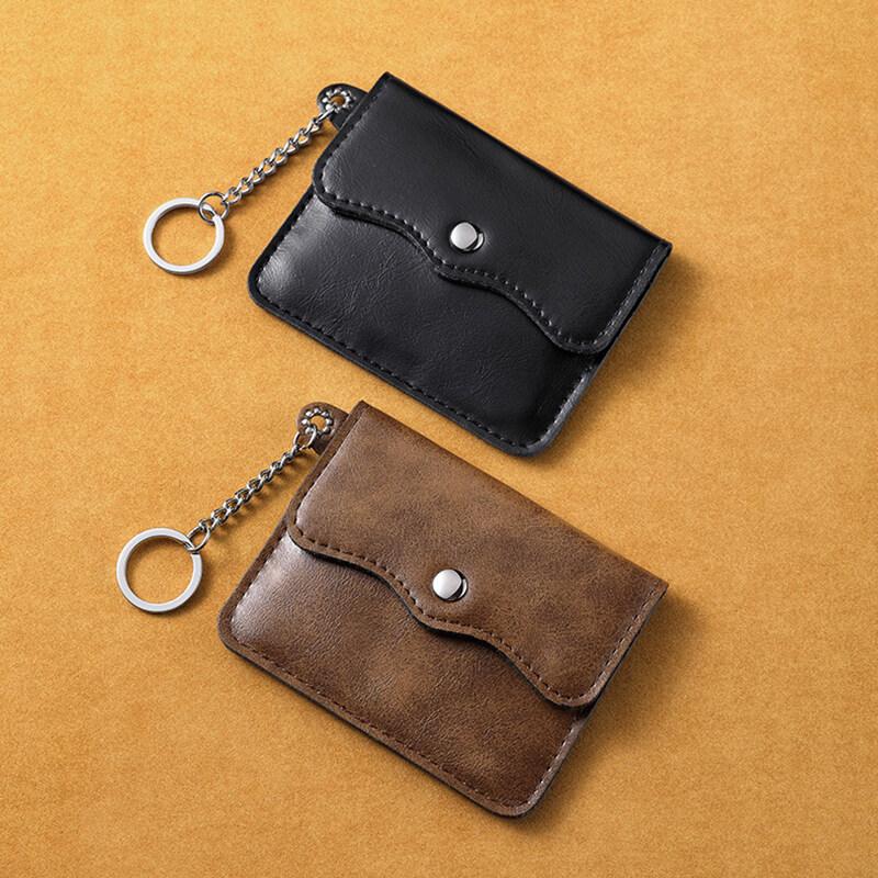 Retro 4-card Slot Card Bag Compact and Portable with Keychain Attached Making Travel More Convenient