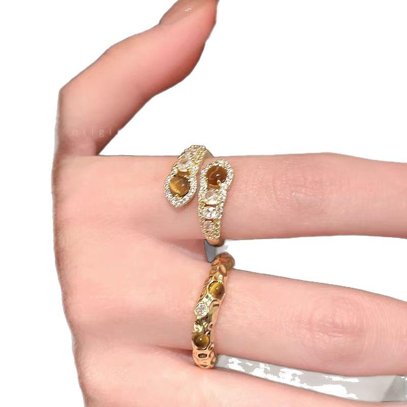 Кольцо из сплава Maillard Serpentine Tiger'S Eye, женское, уникальный дизайн, ретро, высокое качество, легкая роскошь, кольцо на указательный палец