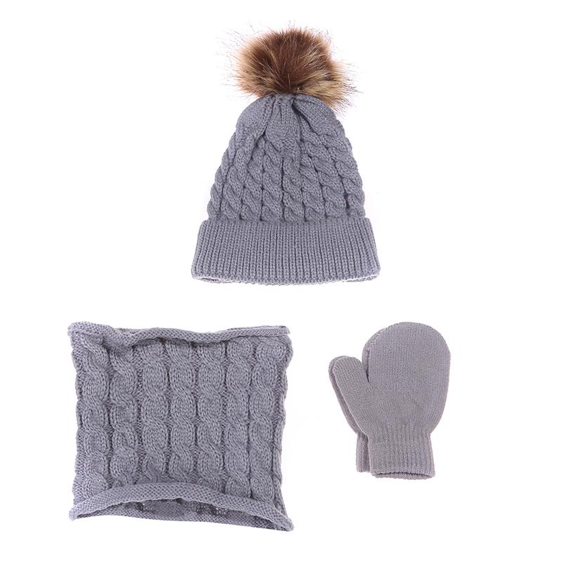 Winter Warm Children's Hat Scarf Gloves Set Fashion Thicken Windproof Kids Beanie Hat Cover Hood Scarf Mittens