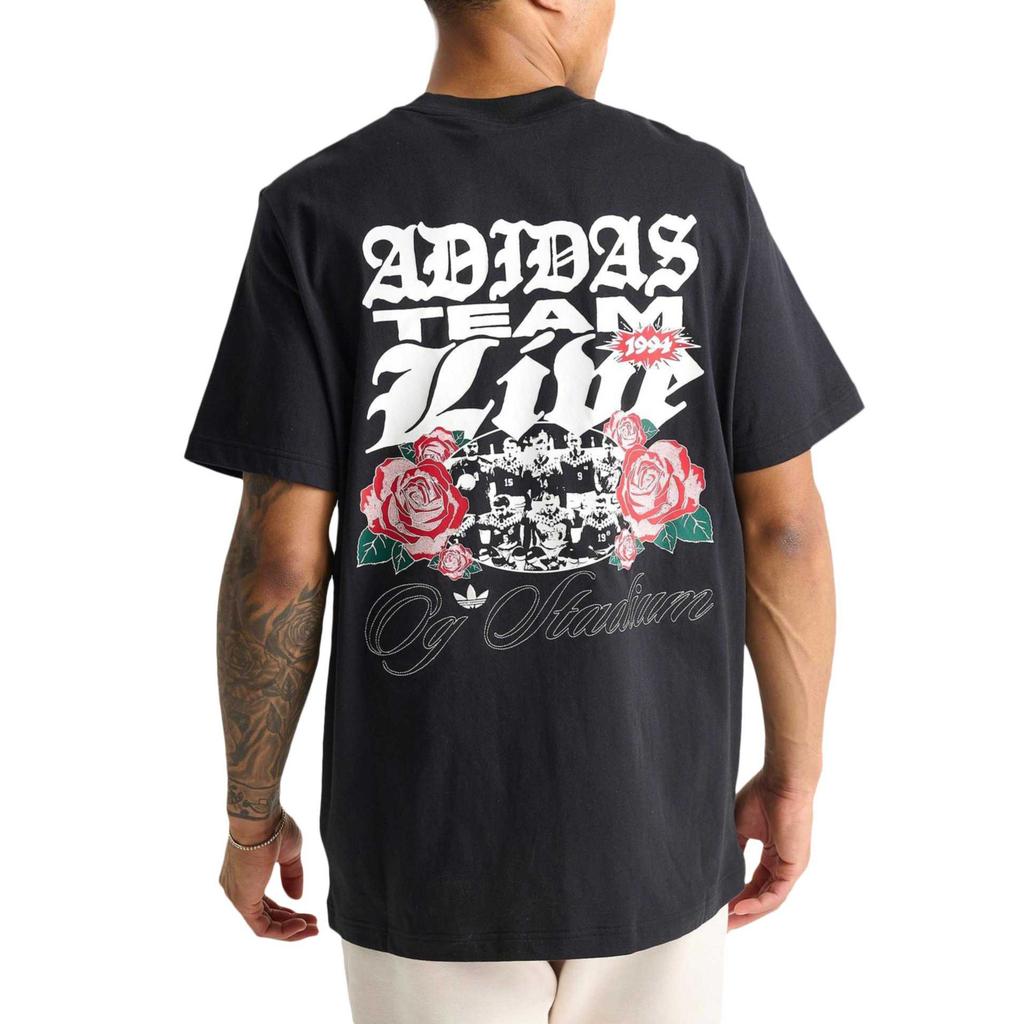 Adidas Originals T Shirts Men's Black/Black/Iron Gray/White Crew Neck Moderate Straight Fit KD0482
