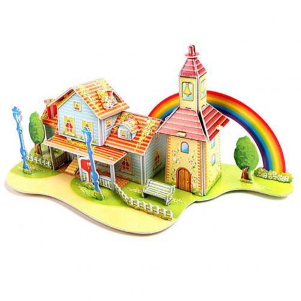 Бумажный мультяшный домик Бумажный игрушечный домик 3D-пазл Игрушечный автомобиль Подарки на день рождения