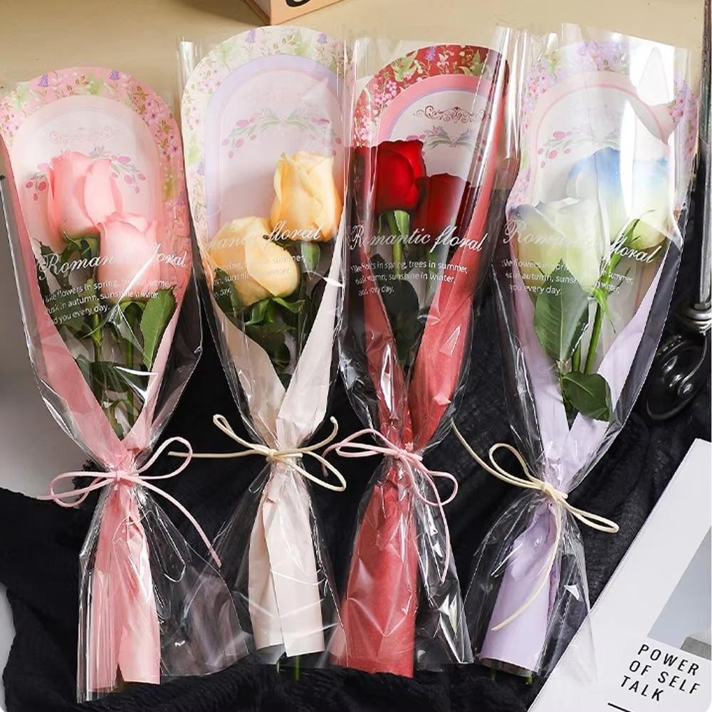 Transparent Bouquet Plastic Bag Literary Flower Wrapping Paper New Rose Packaging Bags