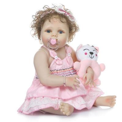 NPK 55 см Reborn Baby для маленьких девочек, очень мягкая тканевая кукла, игрушка для ванны, реалистичная, настоящая мягкая на ощупь игрушка для ванны