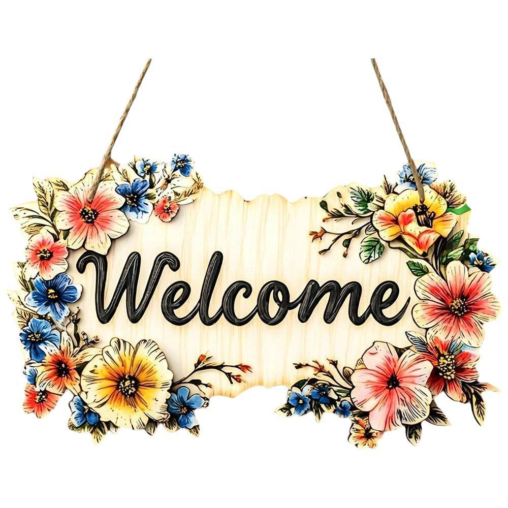 Warm Home Round Doorplate Retro Style Hanging Wooden Board New Wall Sign Front Door Decor