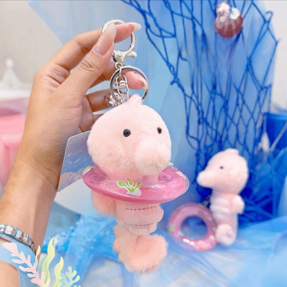 Kawaii Ocean Animal Plush Keychain Seahorse Dolphin Plush Doll Birthday Gift