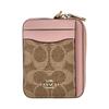 New Card Case Coated Canvas Card Holder Mini Women's Tan & Pink CW883-IMXB0