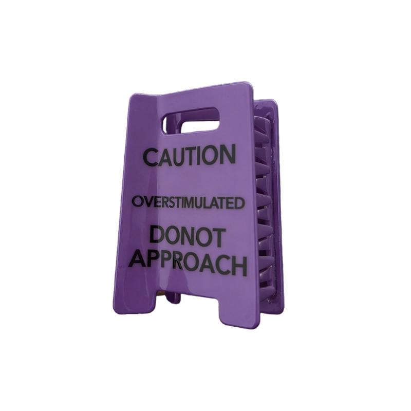 Lightweight Comfortable Hair Clip for Parties Daily Outings Features Humorous Caution Overstimulated Theme Accessory.
