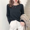 Sweater Base Shirt, Women's Long Sleeved Shirt Spring and Autumn Round Neck Loose and Versatile Knitted Shirt Top