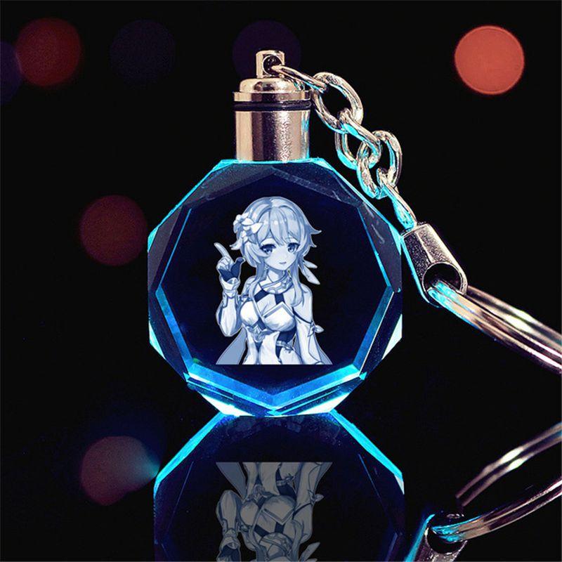 Элегантный кристальный брелок Genshin Impact с потрясающей светодиодной разноцветной подсветкой для всех случаев жизни