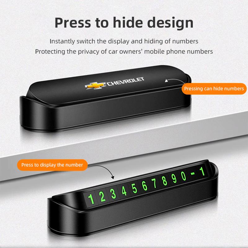 AABHM1 1Pcs Car Temporary Parking Card Phone Number Card Accessories For Chevrolet Equinox Trailblazer Bolt Spark Tahoe Z71 Aveo Impala