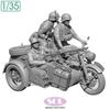 Sol Models WWII German KS750 Military Sidecar with 3 Crew 3D Printed Kit MM879 1/35 Figures, (Motorcycle)