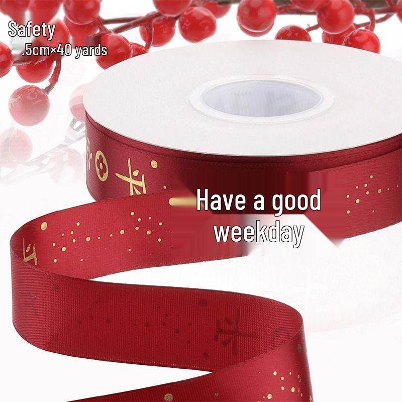 Grand Opening Festive Red Ribbon with Gold Foil - Perfect for Business Prosperity, Flower Baskets, and Bows