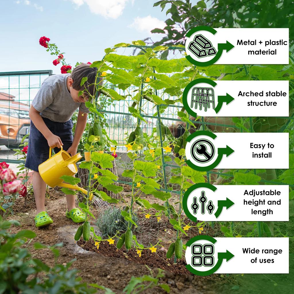 Садовая U-образная овощная шпалера, шпалера для огурцов для приподнятой грядки, каркас для поддержки огурцов, металлический туннель для гороха для вьющихся растений, новый