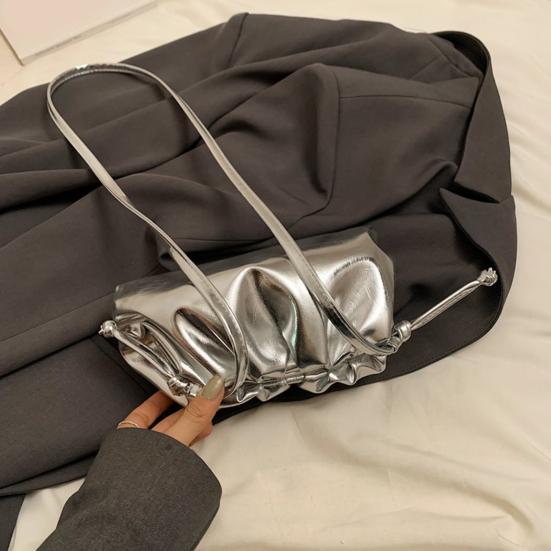 Women Clutch Purses Faux Leather Evening Bag Crossbody Purse Ruched Cloud Handbag Waterproof Shoulder Bag for Wedding Date Party