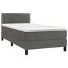 VidaXL Divan Bed and Mattress Dark Grey 90x190 Cm Velvet - Model 3141216