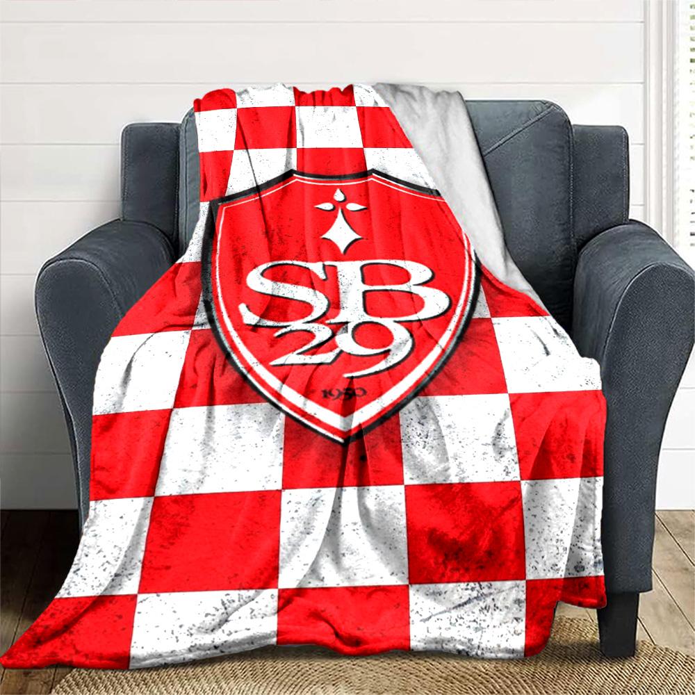 Stade Brestois 29 Print Flannel Blanket High Quality Warm Comfortable Cover for All Seasons Perfect for Gifts Home Decor