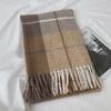 Korean Style Plaid Cashmere-Like Tassel Scarf for Women - Warm, Thick, and Ideal for Autumn and Winter