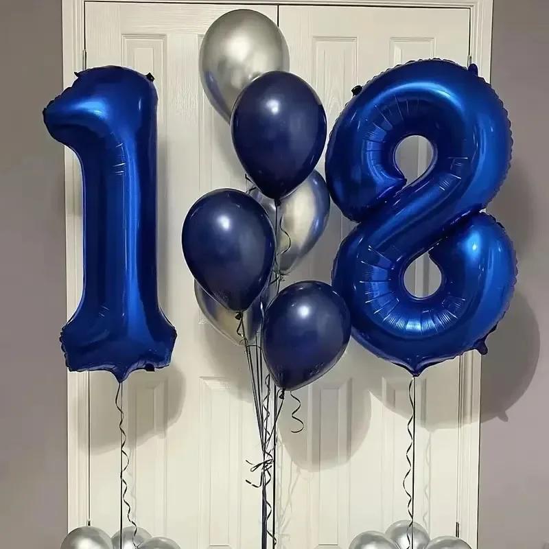 40-дюймовые темно-синие воздушные шары на день рождения 340-дюймовый номерной шар 1 2 3-й декор для вечеринки на день рождения Дети Юбилей 9/1/3 года
