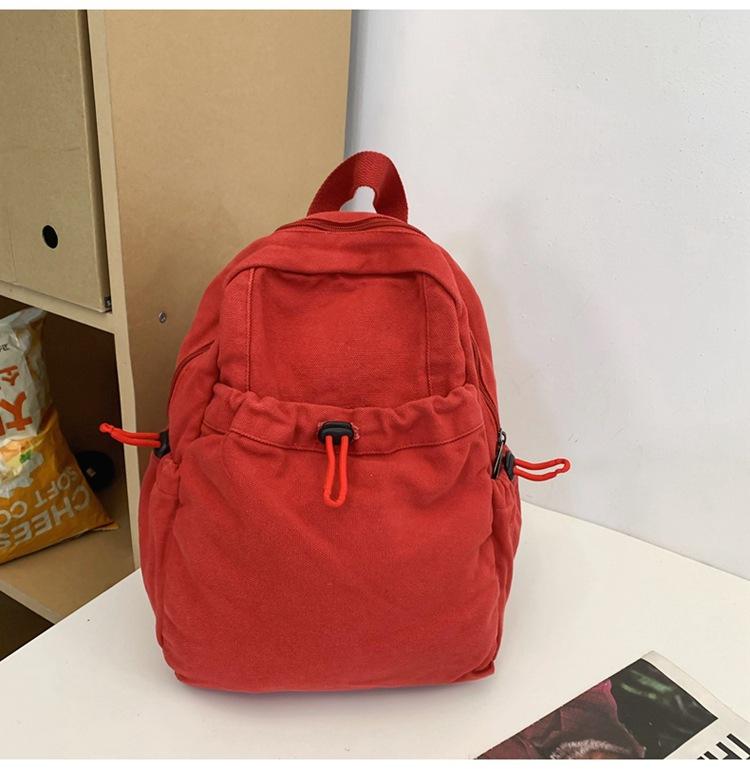 Washed Canvas Schoolbag Women's Casual Backpack College Students' Casual Class Backpack
