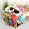 1pc Hello Kitty & Tiger Automatic Folding Umbrella - Portable 3-Fold Design with Iron Frame, Perfect for Outdoor Use, Festive Gifts, Travel, Daily Use