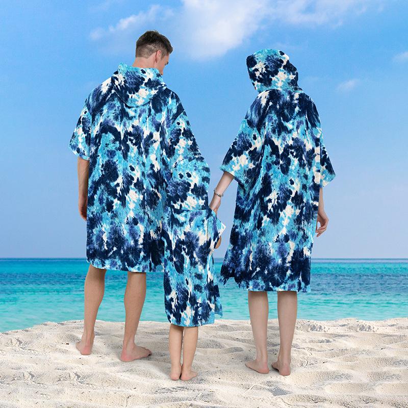 Быстросохнущее худи-полотенце и халат тай-дай для серфинга, плавания и пляжа