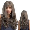 Fashion Long Curly Hair Wig with Bangs Wig for Women Color 7 Colors