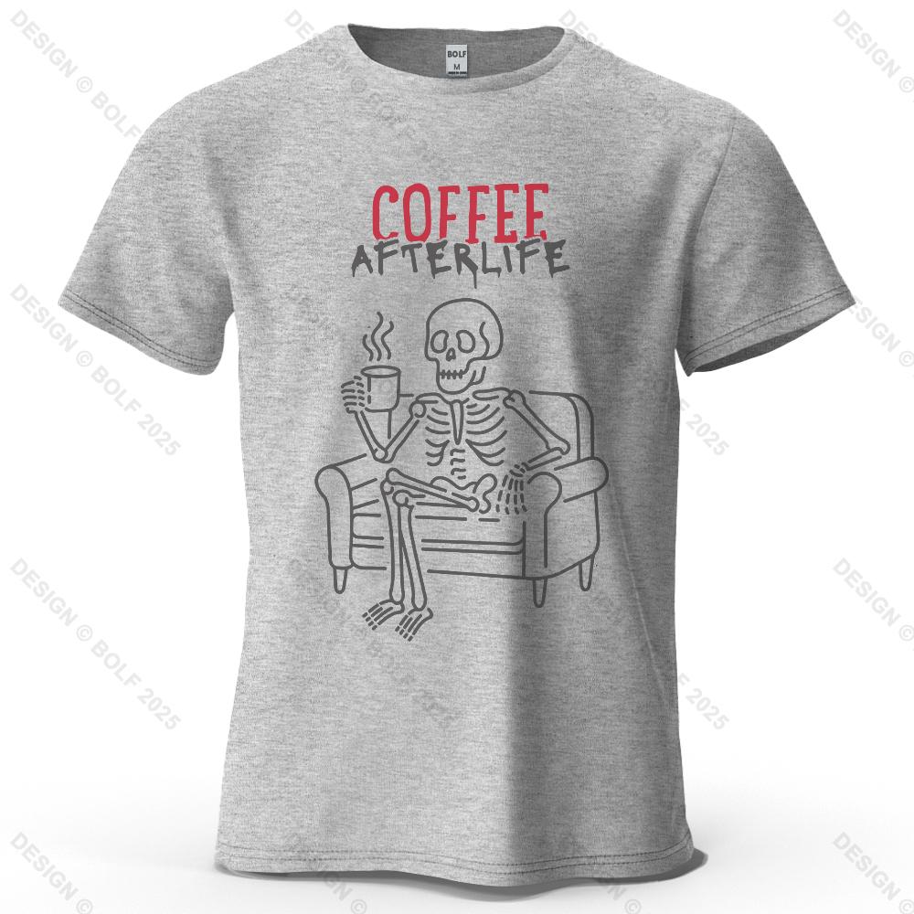 Coffee Afterlife Humorous Printed Unisexs Tshirt 100 Cotton Oversized Relaxed Graphic Tees For Unisex Tops Tees Casual Streetwear