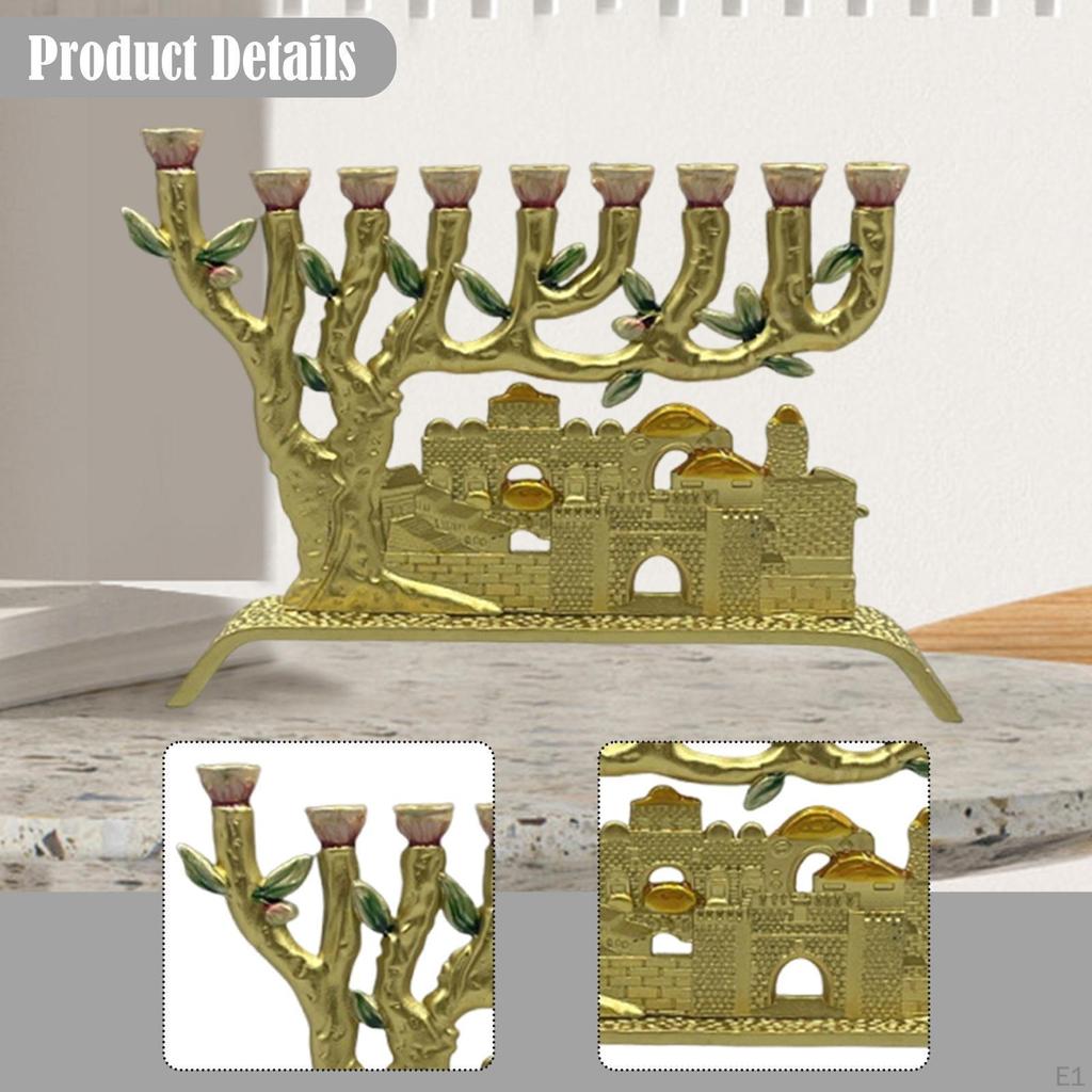 9 Branch Candle Holder Stand Menorah for Taper Candles Metal Candelabra Candlestick