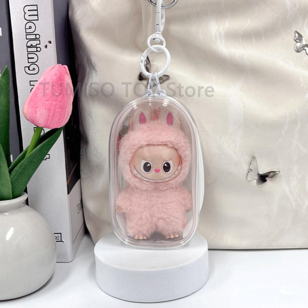 Для LABUBU MONSTERS Прозрачный Цветной Защитный Чехол Аксессуары для Кукол Органайзер Плюшевая Кукла Сумка для Демонстрации На Улице с Брелоком