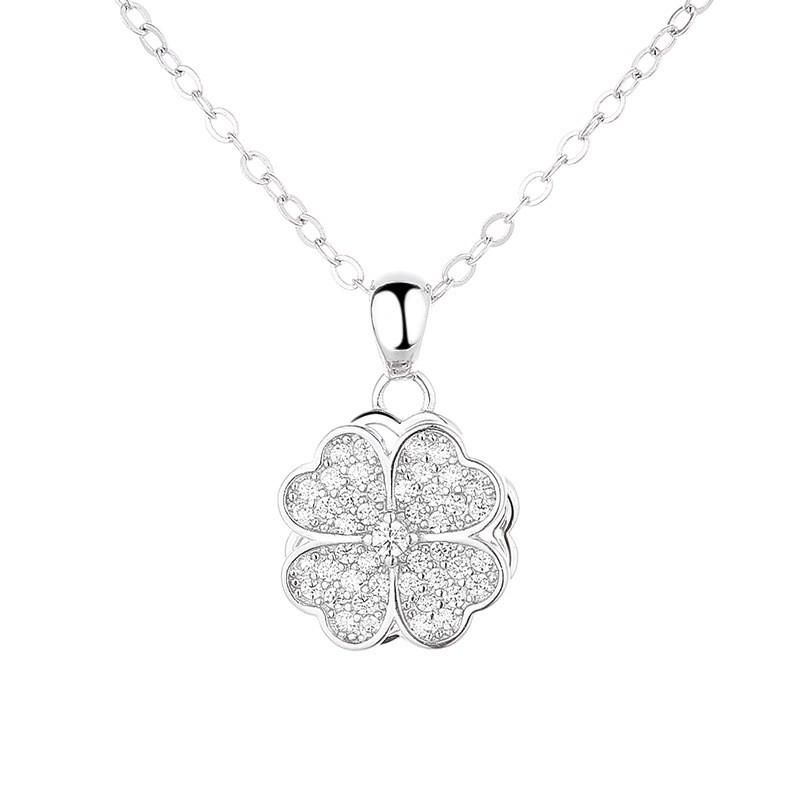 Sterling Clover Necklace Bracelet Set Women Minimalist Fashion Jewelry Cross Chain