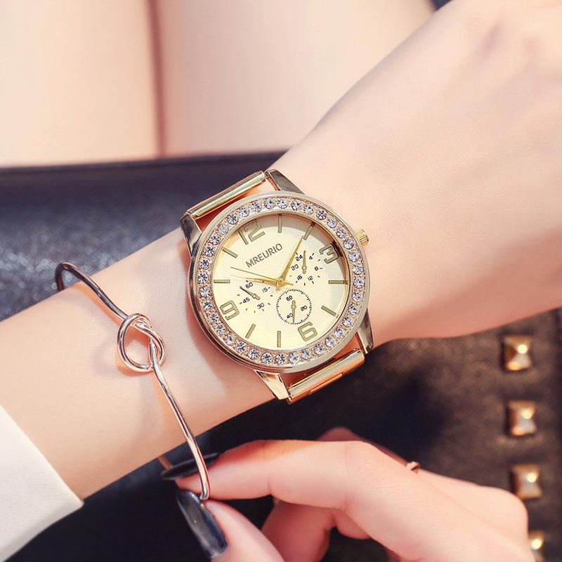 Processing custom export three-eye digital diamond-encrusted large dial women's watch women's watch fashion quartz watch