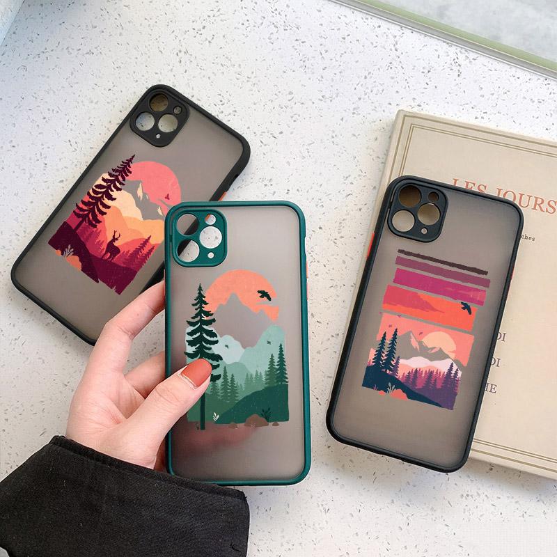 Mountain Tree Sunset Phone Case For iPhone 7 8 Plus SE2 For iphone X XR Xs max 16 11 12 13 14 15 Mini Pro Max Shockproof cover