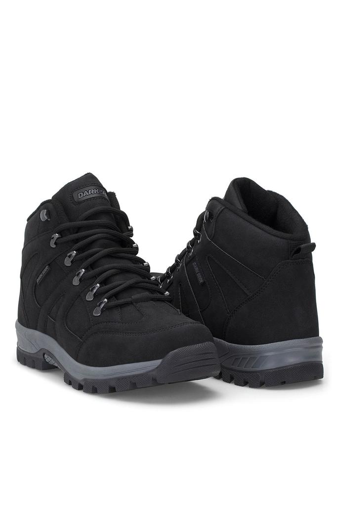 Men's Fashion Flat Heeled Booties Black Unisex Outdoor Trekking Boots Shoes
