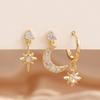 3PCS New Design Stainless Steel CZ Zircon Star Moon Stud Earring Set For Women Punk Unisex Rock Earring Statement Jewelry aretes