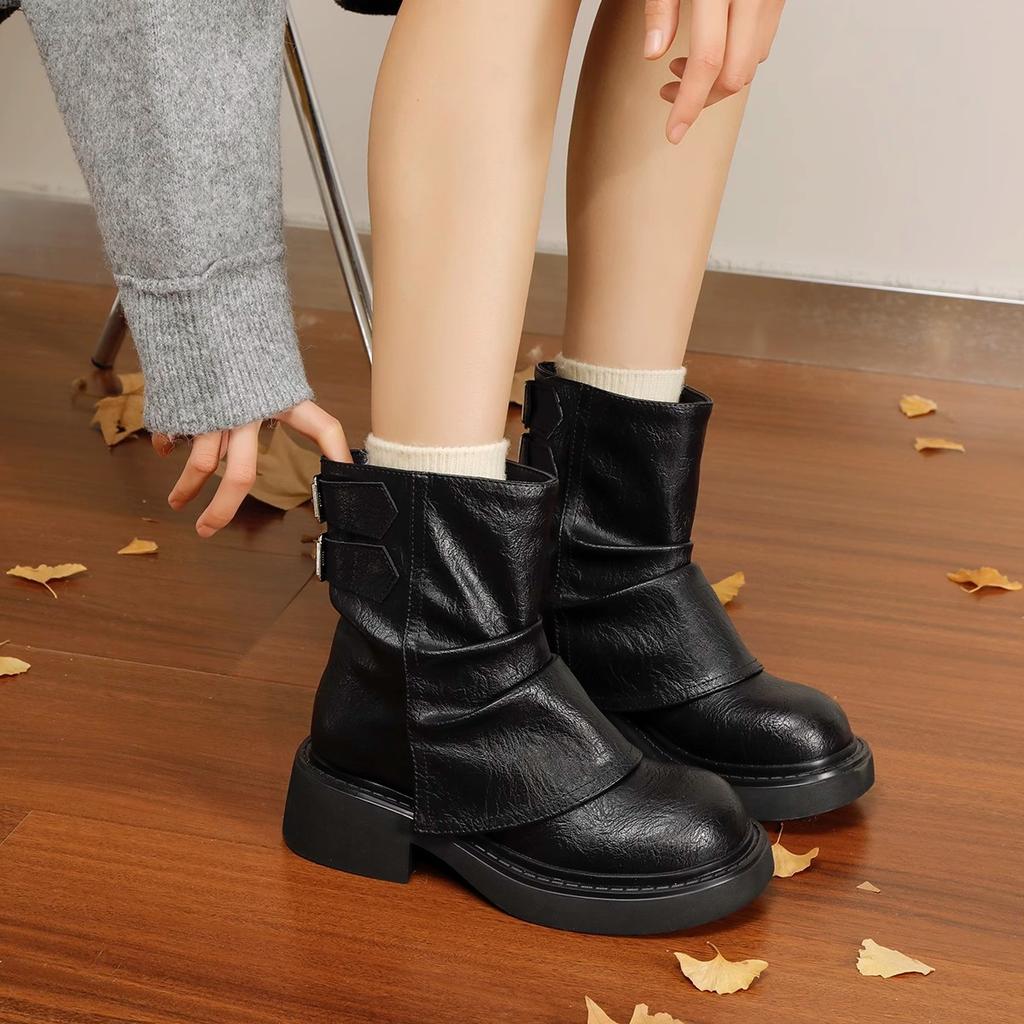 Ботинки Maillard Брюки Женские Короткие Ботинки 2025 Новая Осень Британский Стиль Коричневый Универсальный Вестерн Платформа Ботинки Мартин